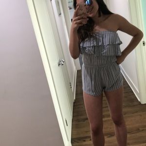 Blue and white romper